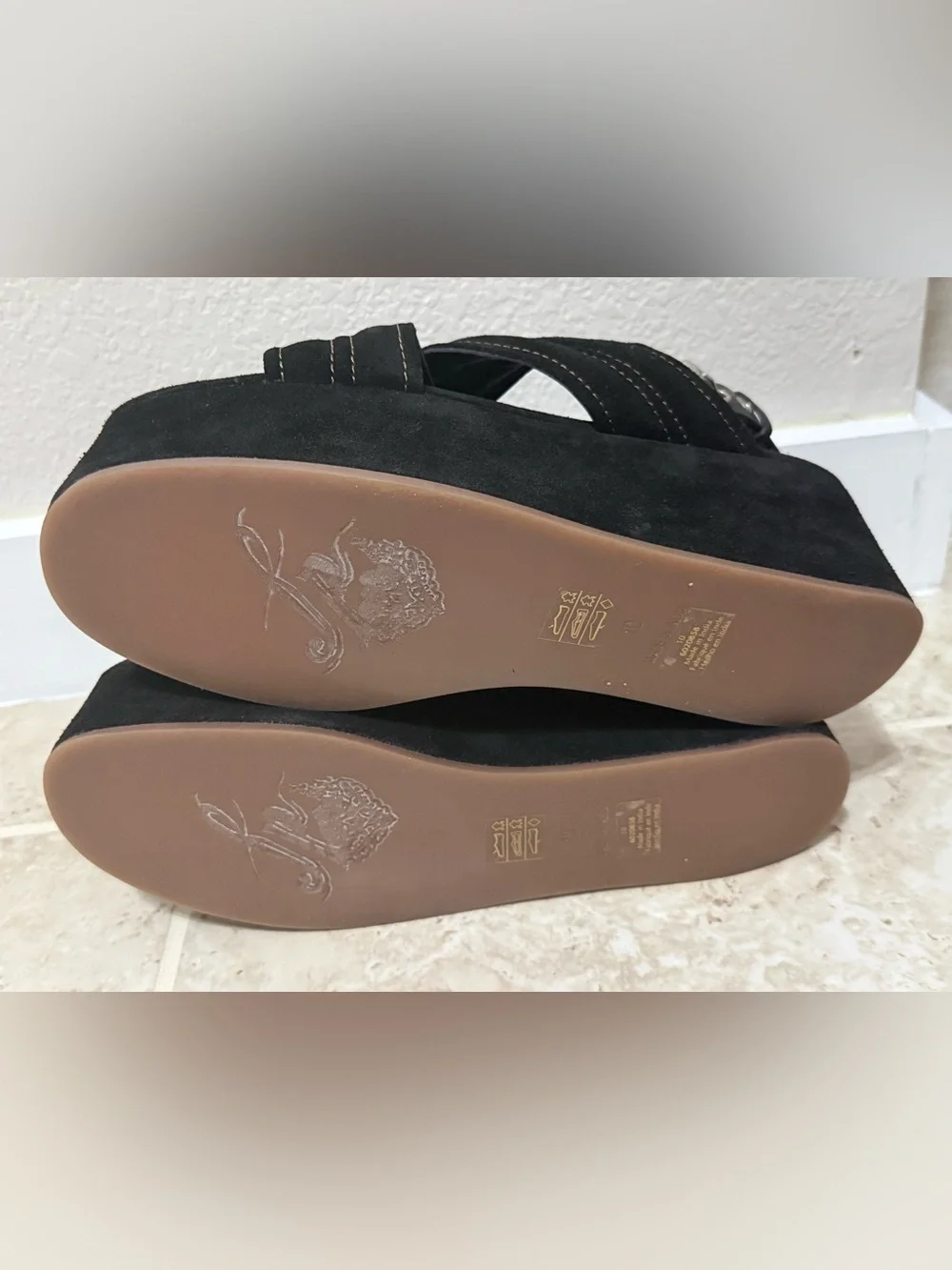Free People Women's Beach Party Platform Sandals In Black Suede Color.